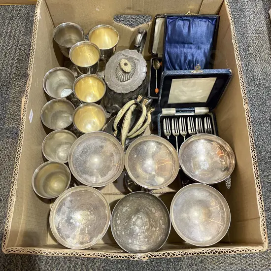 Box of Assorted S/P Inlcluding Boxed Cake Forks Etc