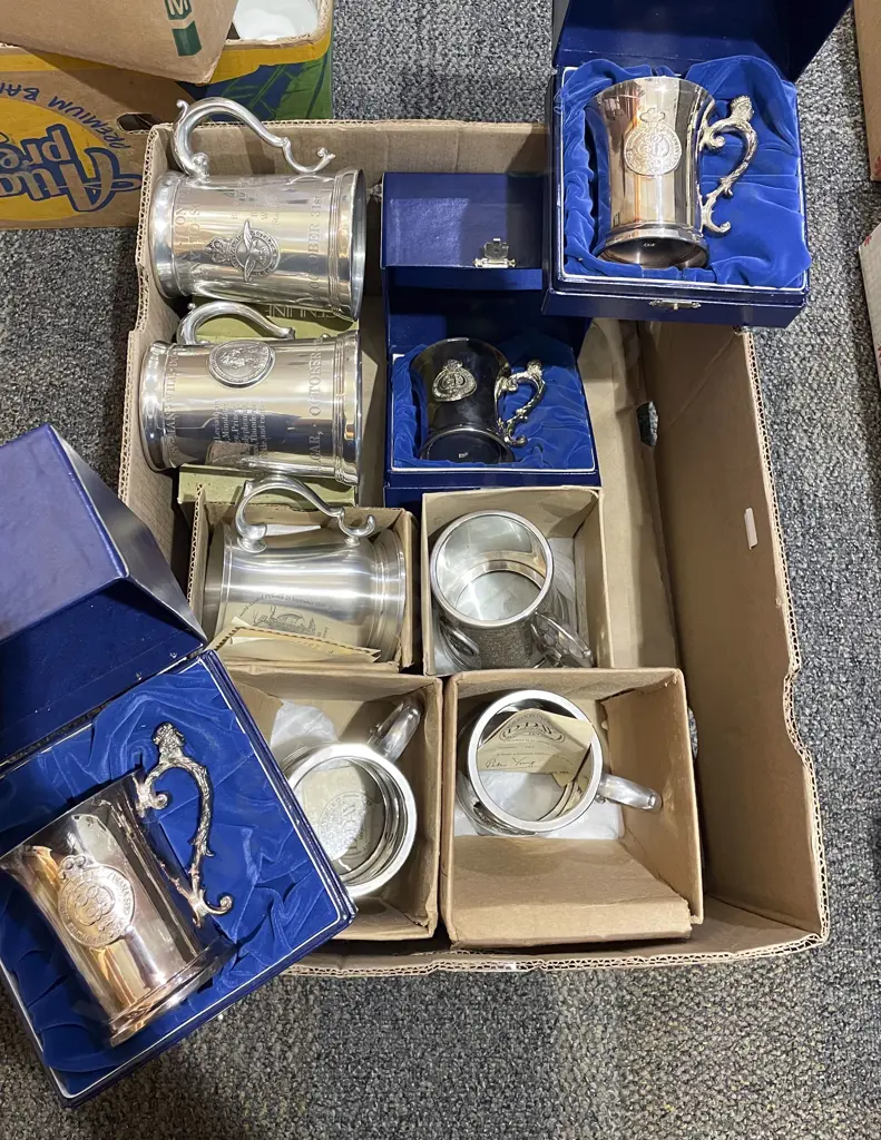 Qty of Assorted Boxed Pewter and Other Tankards Image 1++