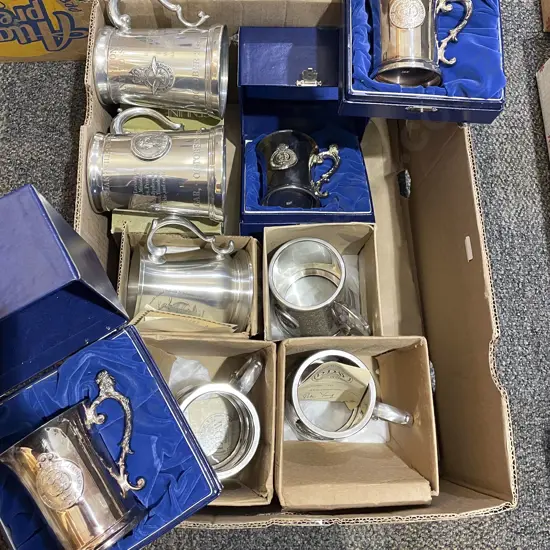 Qty of Assorted Boxed Pewter and Other Tankards