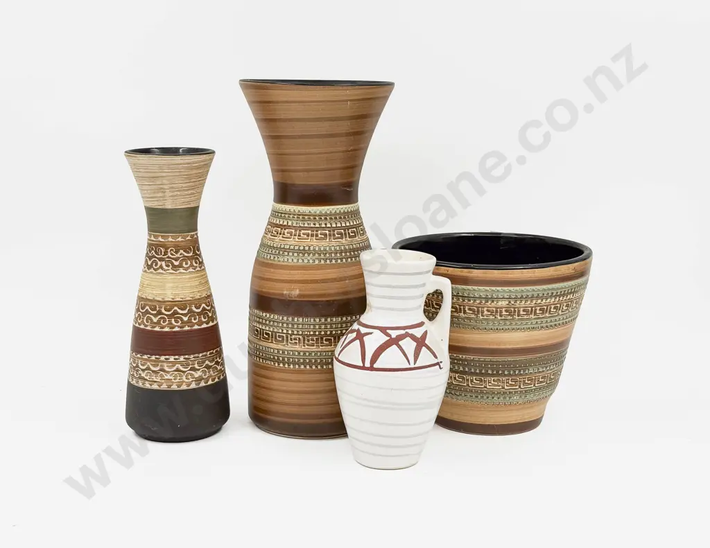 Four Assorted German Pottery Vases Image 1++
