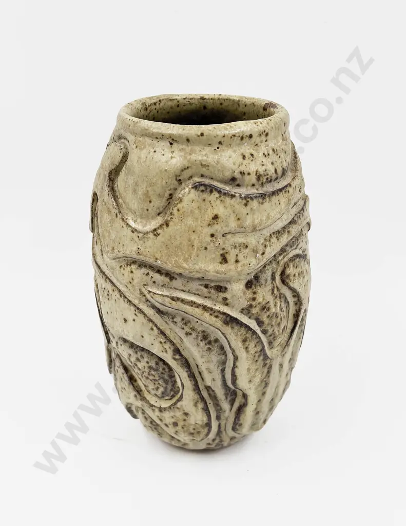 NZ Pottery Relief Molded Vase Image 1++