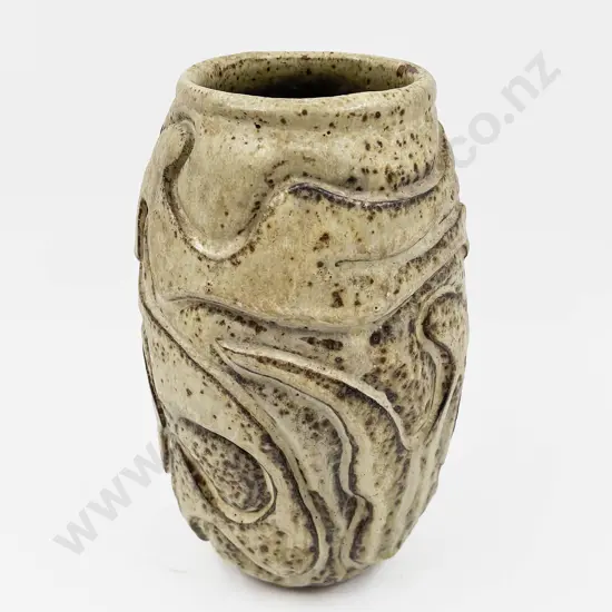 NZ Pottery Relief Molded Vase