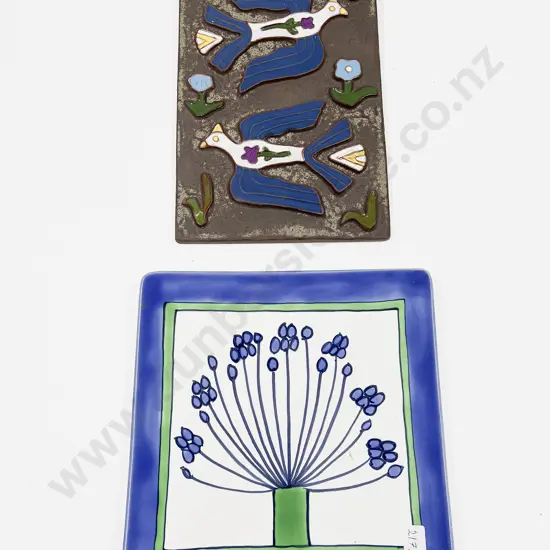 Pottery Wall Hanging Together With NZ Pottery Square Platter