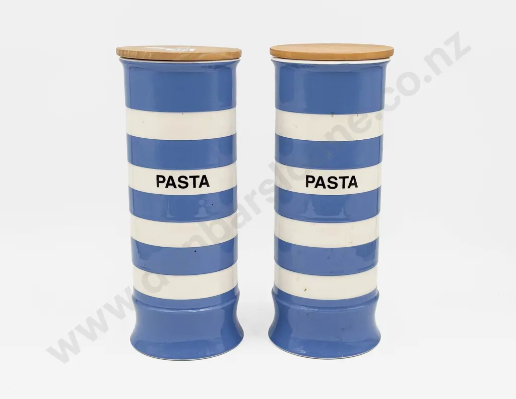 Pair of T G Green Cornishware Tall Jars Image 1++