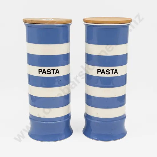 Pair of T G Green Cornishware Tall Jars