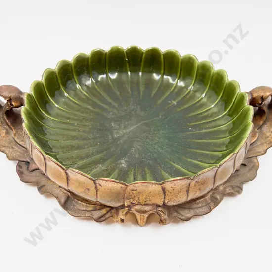 American Glazed and Gilt Brushed Shallow Centre Bowl