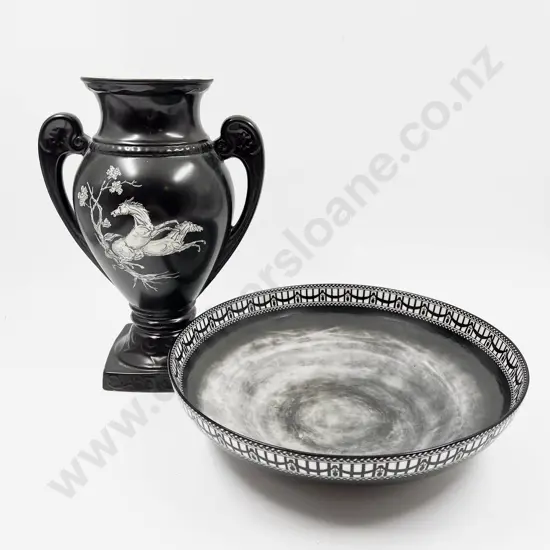 Royal Worcester Centre Bowl Together with Crown Devon Pedestal Mantle Vase