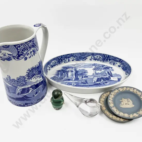 Qty of assorted Including Wedgwood Dishes and Art Glass BIrds