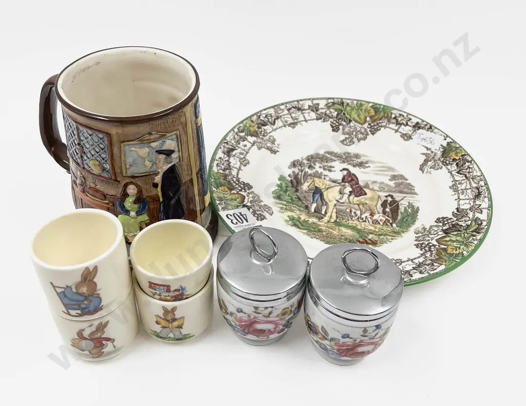 Qty of Assorted Including Royal Worcester Egg Coddlers and RD Bunnykins Egg Cups Image 1++