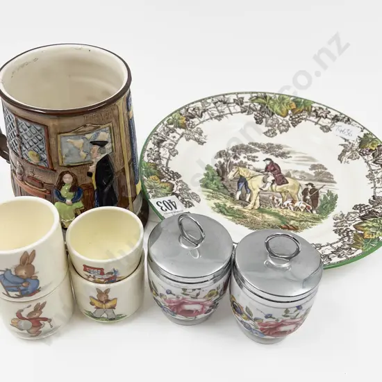 Qty of Assorted Including Royal Worcester Egg Coddlers and RD Bunnykins Egg Cups