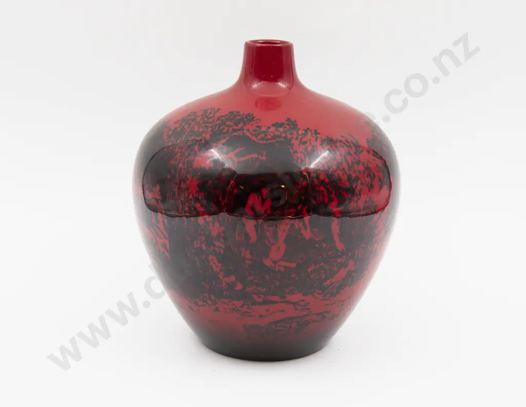 Royal Doulton Flambe Woodcut Continuous Hunting Scene Specimen Vase 26cm H Image 1++
