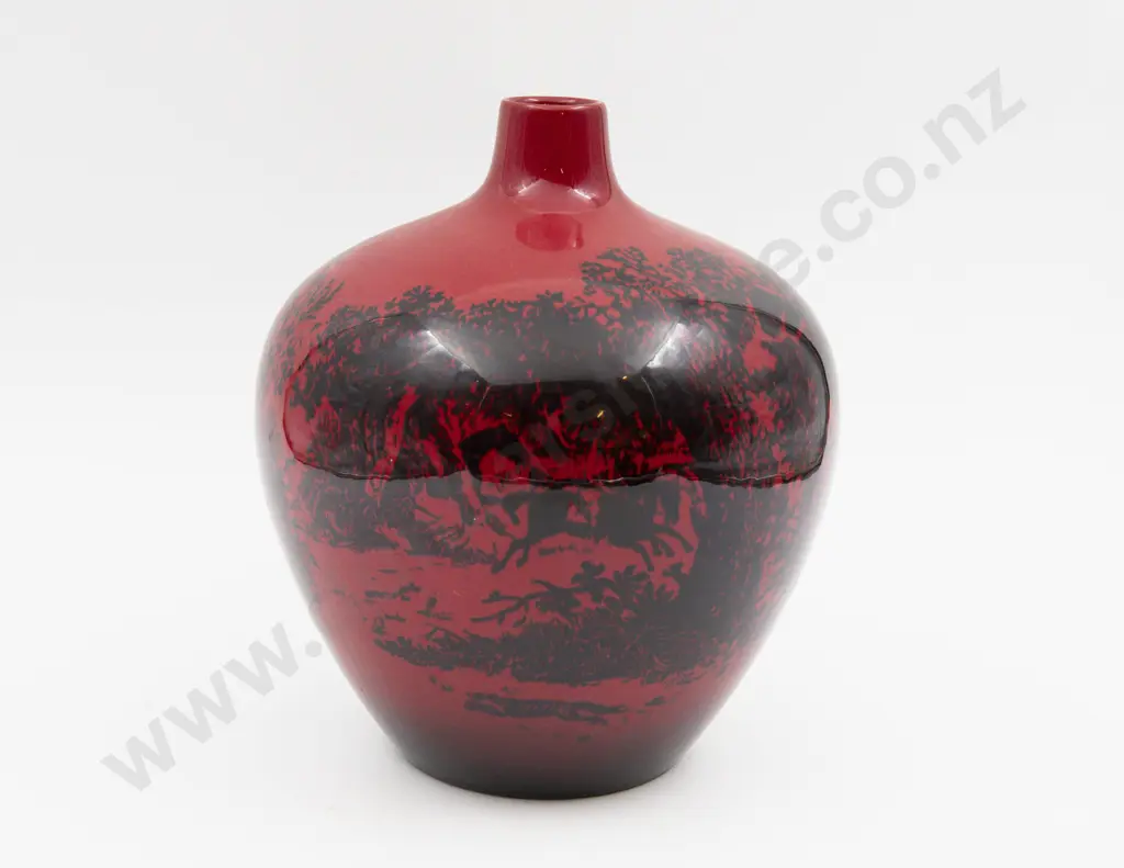 Royal Doulton Flambe Woodcut Continuous Hunting Scene Specimen Vase 26cm H Image 1++
