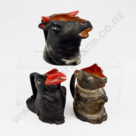 Three Royal Bayreuth Animal Form Jugs
