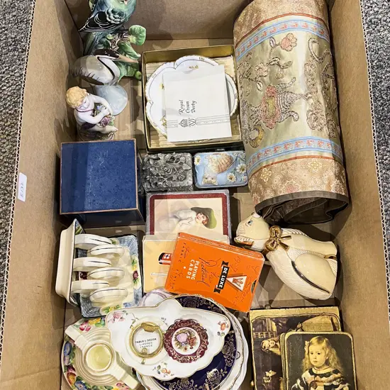 Box Qty of Assorted Including Table Runner with Animal Ornaments and China