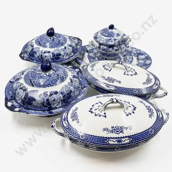 Qty of Assorted Blue and White Dinner China
