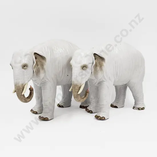 Pair of Ceramic Elephant Ornaments