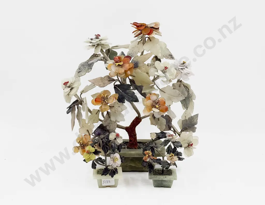 Soapstone Floral Ornament and Two Smaller Image 1++