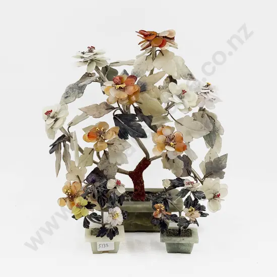 Soapstone Floral Ornament and Two Smaller