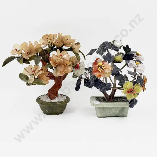 Two Soapstone Floral Ornaments
