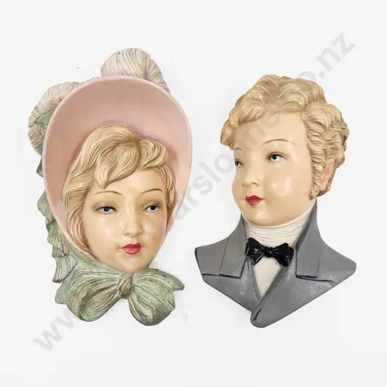 Two C1950's Chalkware Portrait Wall Plaques