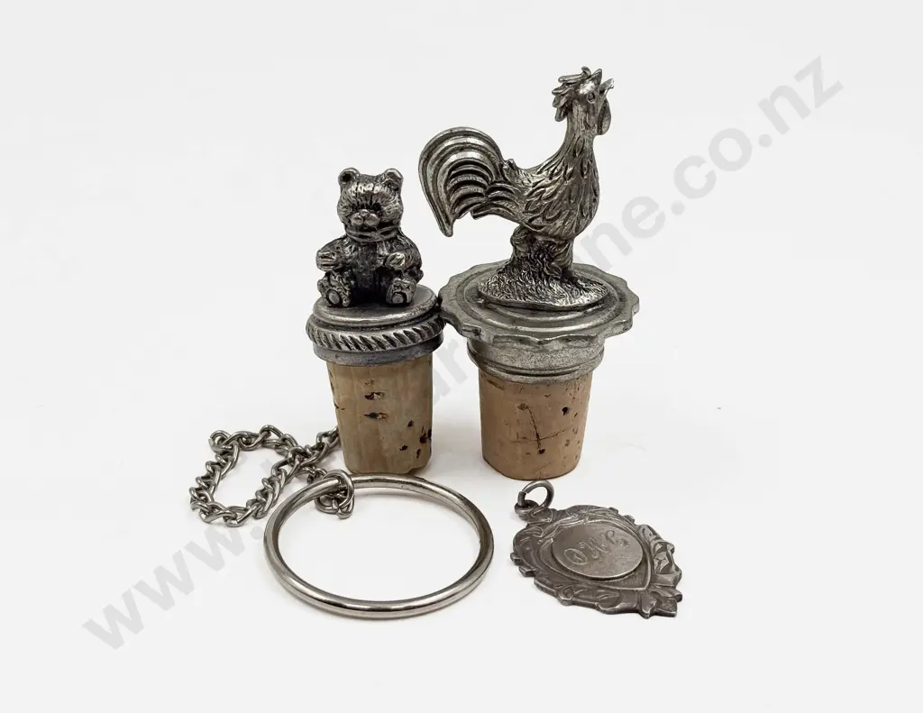 Small S/S Comm. Medal with Two Pewter Topped Cork Stoppers Image 1++
