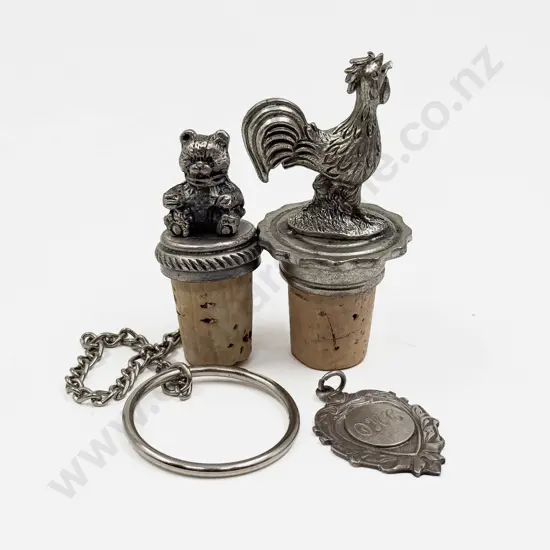 Small S/S Comm. Medal with Two Pewter Topped Cork Stoppers
