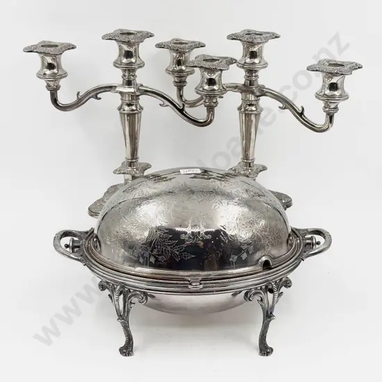 Domed Entree Tureen With Pair of S/P Candelabra