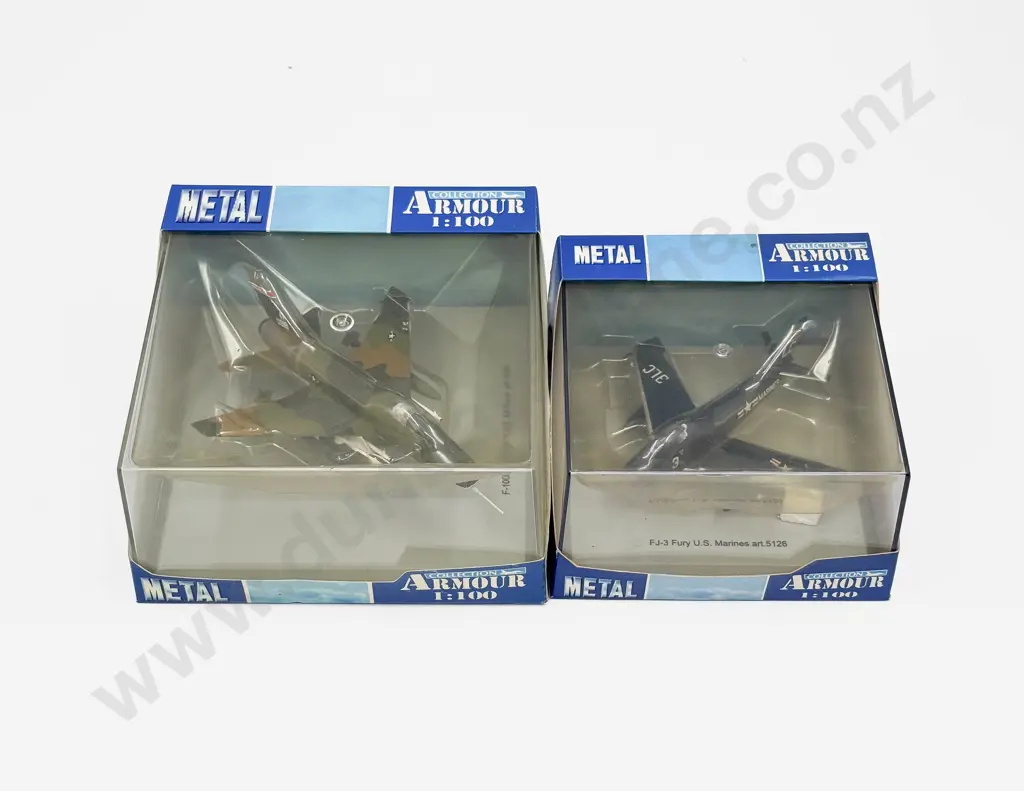 Two Boxed Metal Armour Collection Fighter Planes USAF F-100 Super Sabre & FJ-3 Fury Image 1++