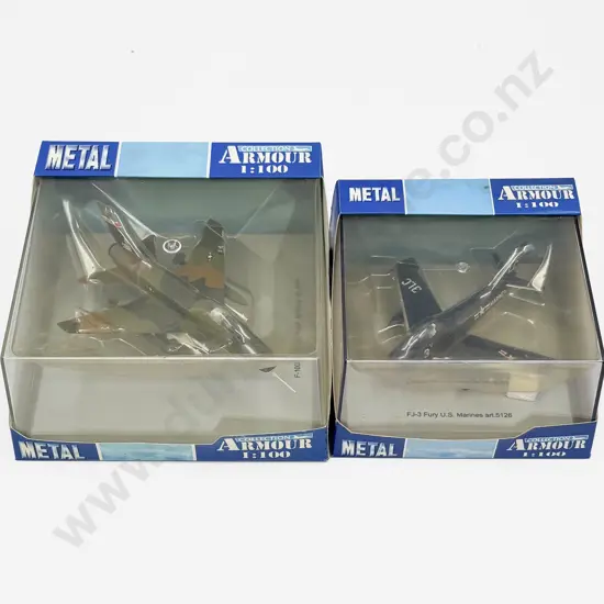 Two Boxed Metal Armour Collection Fighter Planes USAF F-100 Super Sabre & FJ-3 Fury
