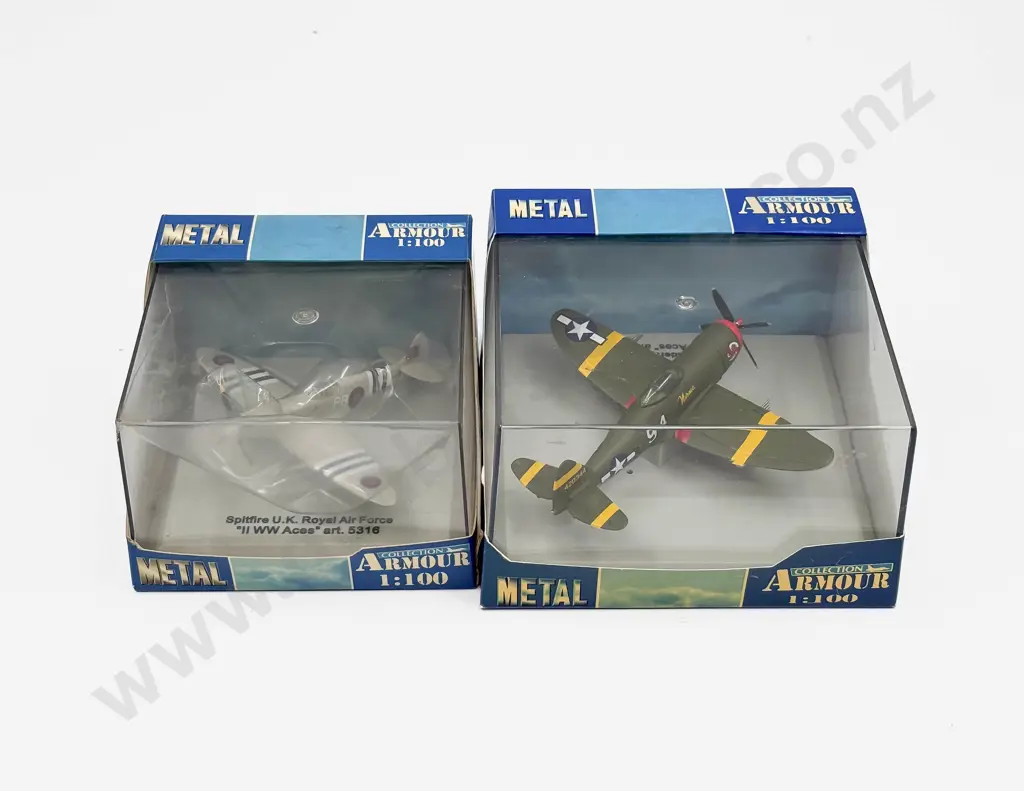 Two Boxed Metal Armour Collection Fighter Planes Spitfire and P-47 Thunderbolt Image 1++