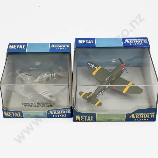 Two Boxed Metal Armour Collection Fighter Planes Spitfire and P-47 Thunderbolt