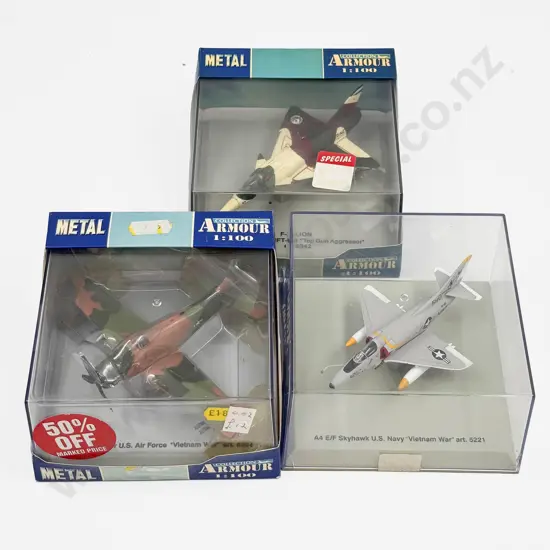 Three Boxed Metal Armour Collection Fighter Planes Vietnam War USAF Skyhawk Skyraider & F-21 Lion