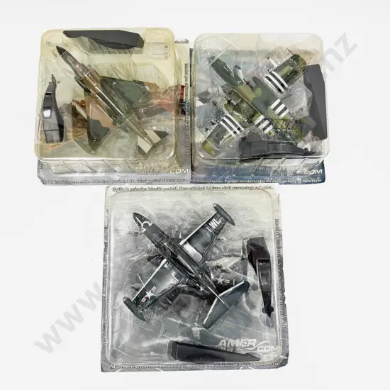 Three Amer Com Collection US Post-War Fighter Plane Models F9F-28 Panther Fairchild A-10A McDonnell Douglas