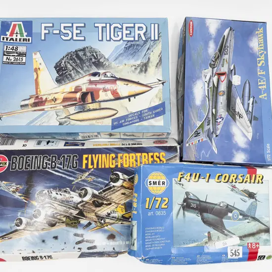 Four Various Manufacture Kit Model Fighter Planes