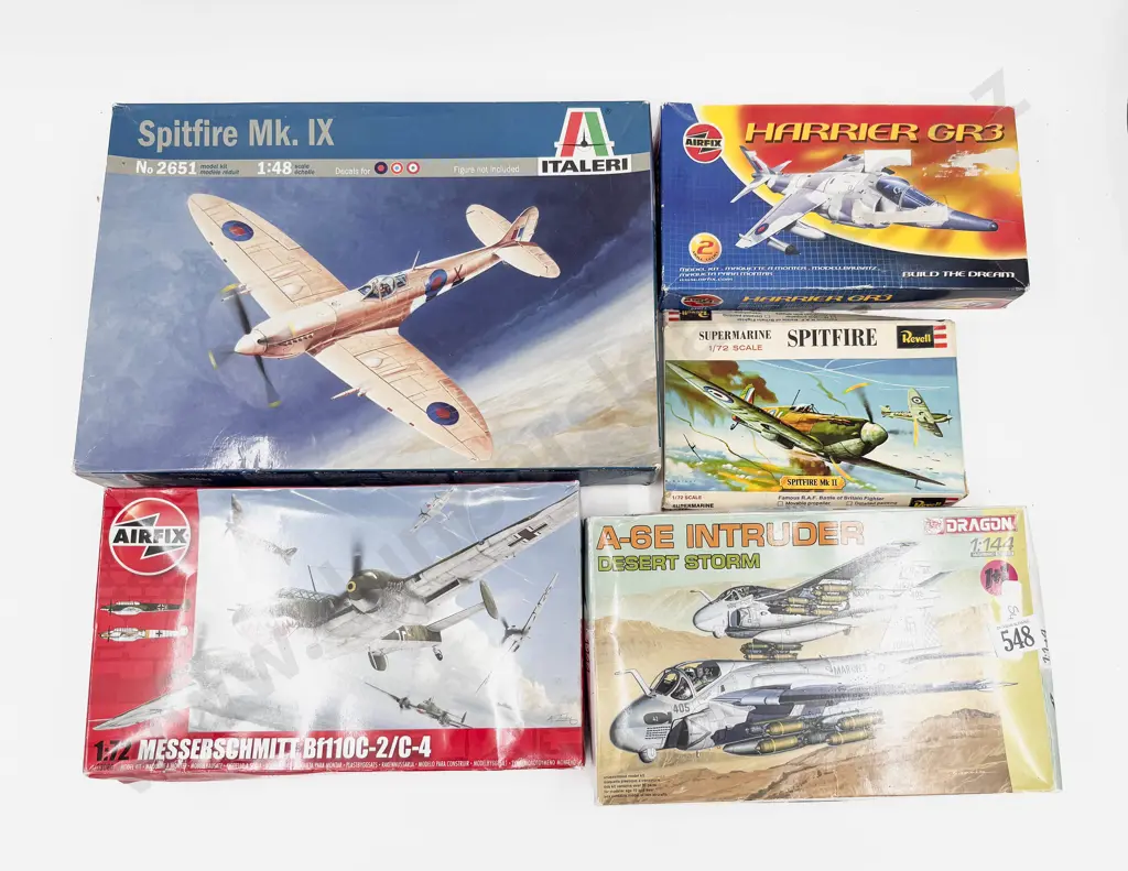 Five Various Manufacture Kit Model Fighter Planes with Some Paints Image 1++
