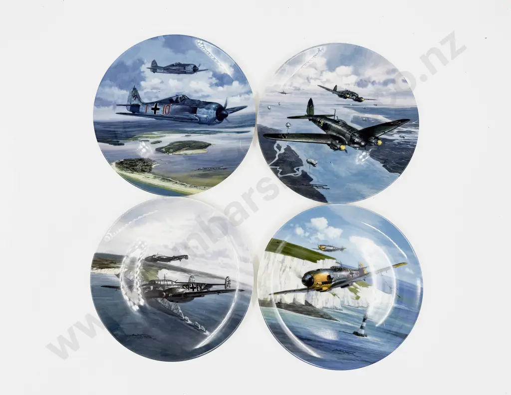Four Coalport Flight of Eagles Series WWII Fighter Plane Wall Plates Image 1++