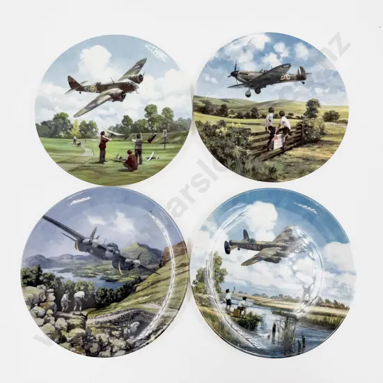 Four Royal Doulton Heroes of the Sky Series WWII Fighter Plane Wall Plates