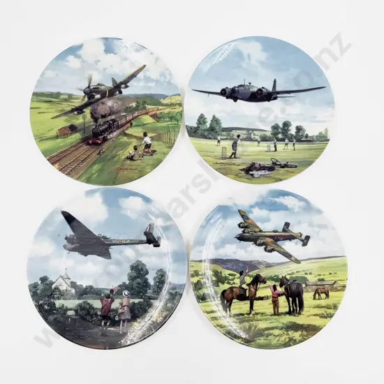 Four Royal Doulton Heroes of the Sky Series WWII Fighter Plane Wall Plates