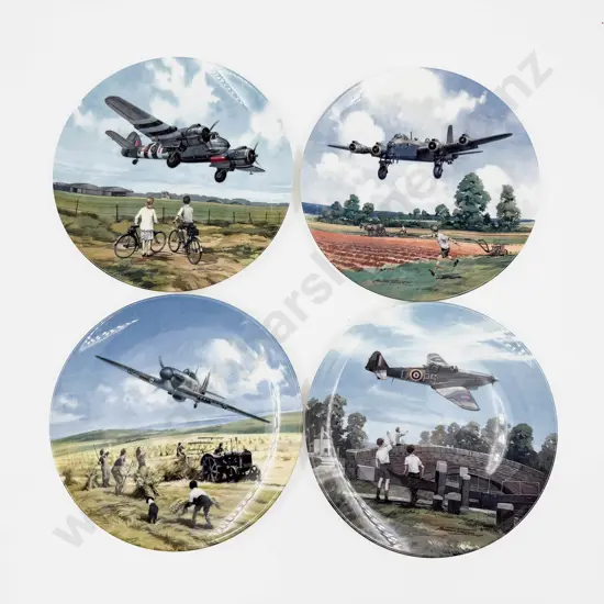 Four Royal Doulton Heroes of the Sky Series WWII Fighter Plane Wall Plates