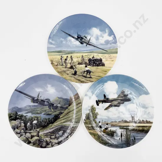 Three Royal Doulton Heroes of the Sky Series WWII Fighter Plane Wall Plates
