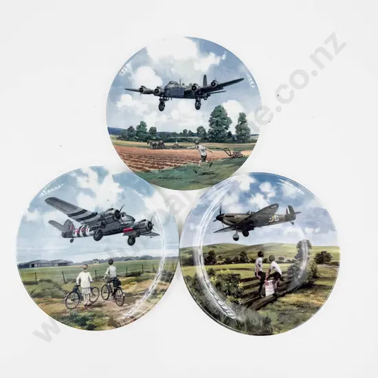 Three Royal Doulton Heroes of the Sky Series WWII Fighter Plane Wall Plates