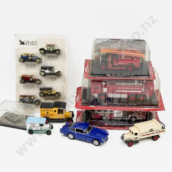 Three Original Bubble Packed Amer Com Collection Fire Engine Models & Assorted Models