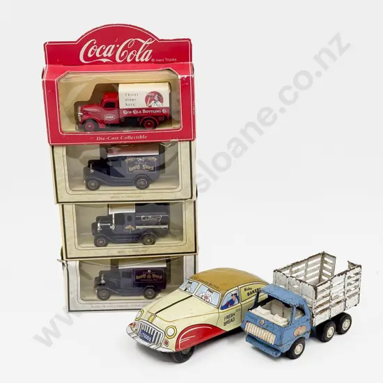 China Tinplate Bakery Sedan Tonka Truck and Four Lledo Models
