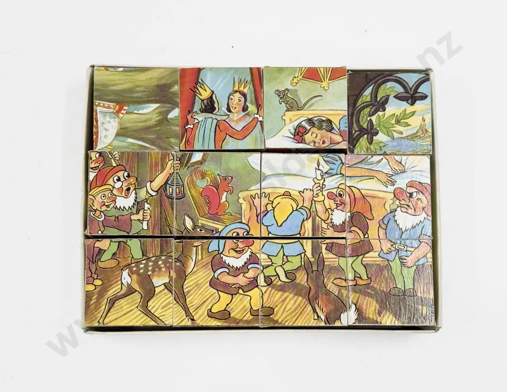 Vintage Czech Republic Fairy Story Wooden Picture Cube Blocks Image 1++