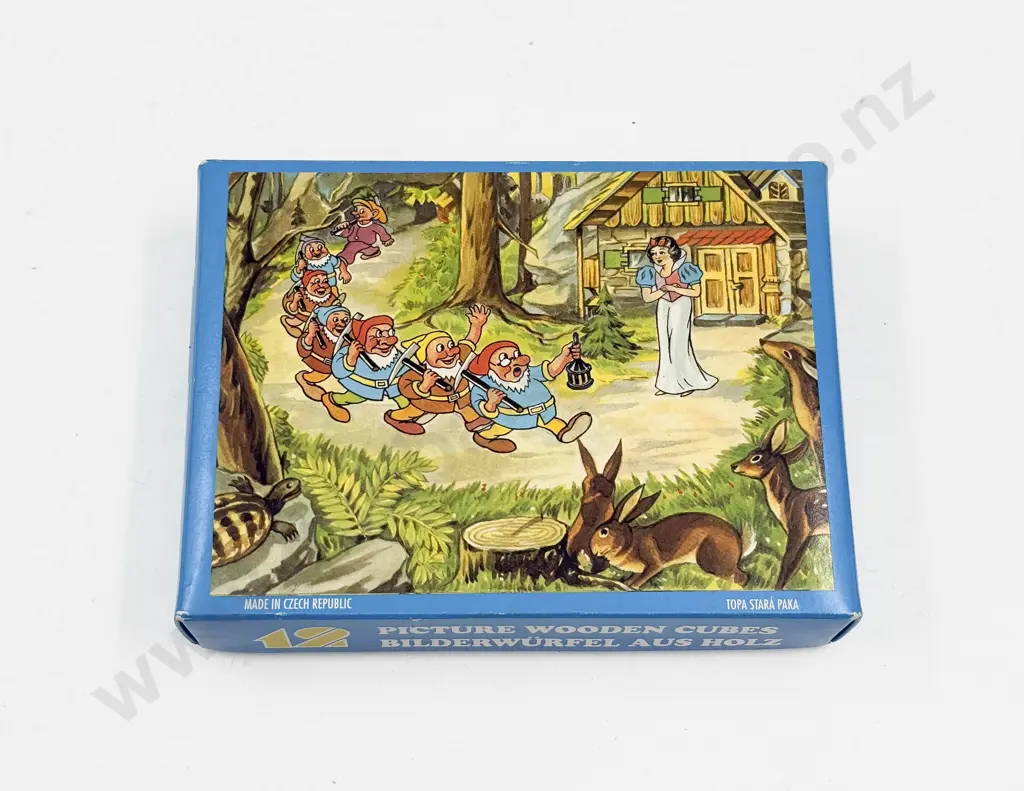 Vintage Czech Republic Fairy Story Wooden Picture Cube Blocks Image 1++
