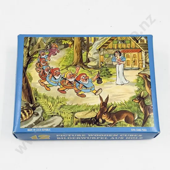 Vintage Czech Republic Fairy Story Wooden Picture Cube Blocks