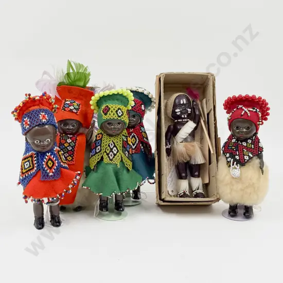 Seven African National Costume Hard Plastic Costume Dolls