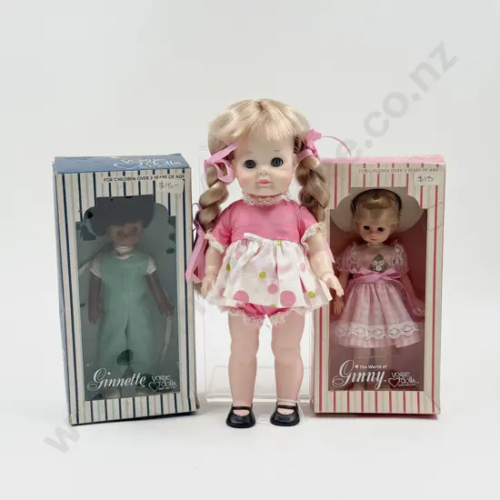 Two Vogue Dolls Ginny and Ginnette with unboxed Vogue Little Angel and dress