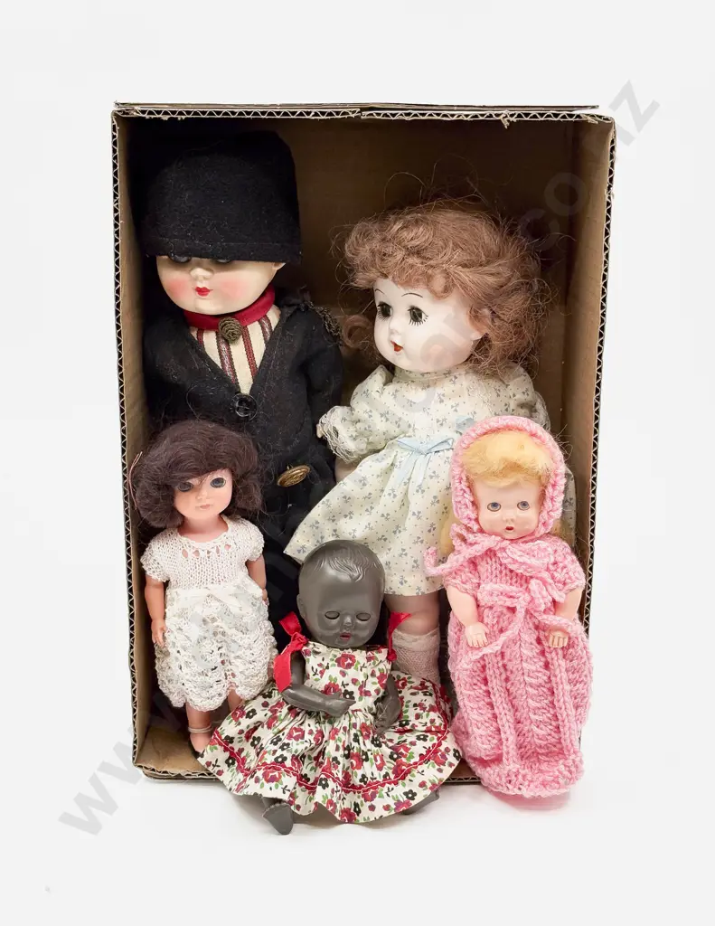 Five Rosebud and Type Hard Plastic Character Dolls Image 1++