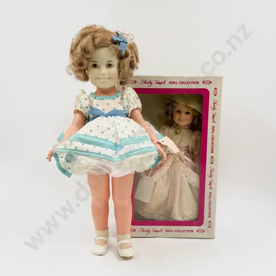 Two Ideal 1972 & 1982 Anniversary All Vinyl Shirley Temple Dolls 42cm 30cm with print